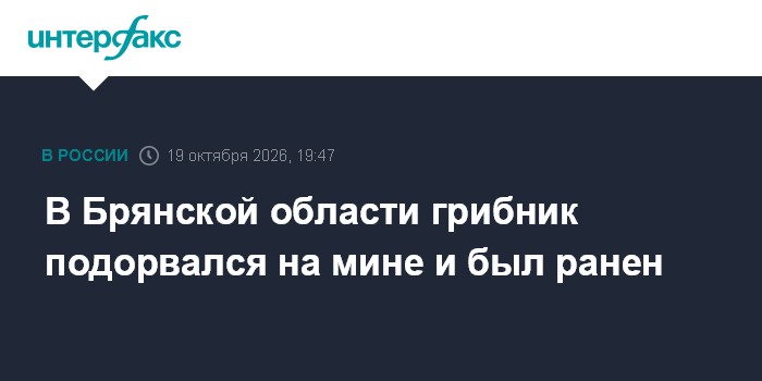 В Брянской области грибник подорвался на мине и был ранен

Москва. 19 октября. INTERFAX. RU - В Брянской области грибник