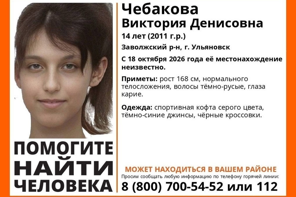 «ЛизаАлерт» сообщил о пропаже 14-летней девочки в Ульяновске

Поисково-спасательный отряд «ЛизаАлерт» распространил орие
