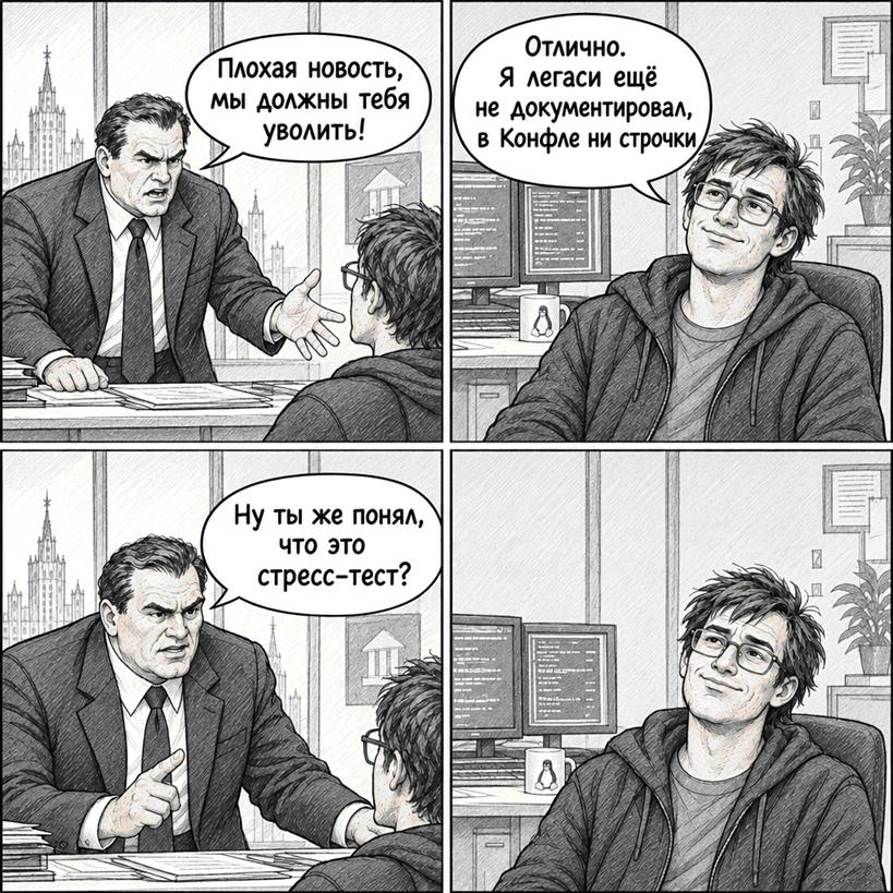 ИТ‑шаманизм — когда айтишники старой волны замыкают на себя как можно больше процессов, чтобы их не уволили

У меня немн