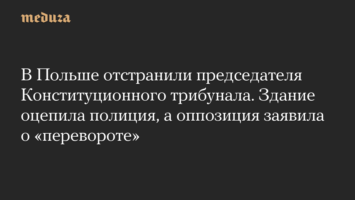 В Польше отстранили председателя Конституционного трибунала. Здание оцепила полиция, а оппозиция заявила о «перевороте»
