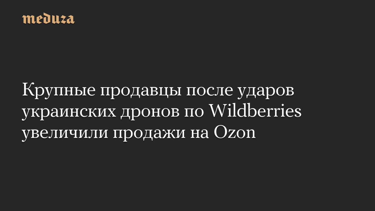 Крупные продавцы после ударов украинских дронов по Wildberries увеличили продажи на Ozon

Доля продаж крупных продавцов 
