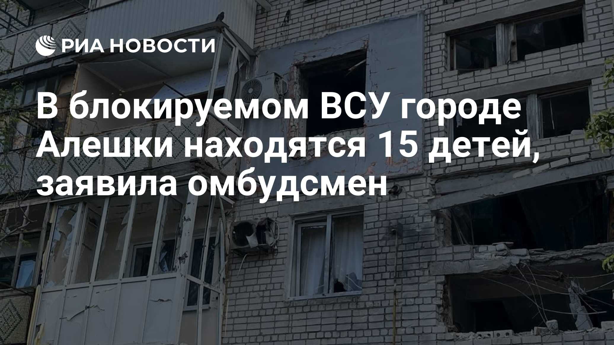 В блокируемом ВСУ городе Алешки находятся 15 детей, заявила омбудсмен

Краткий пересказ от РИА ИИ

Уполномоченный по пра