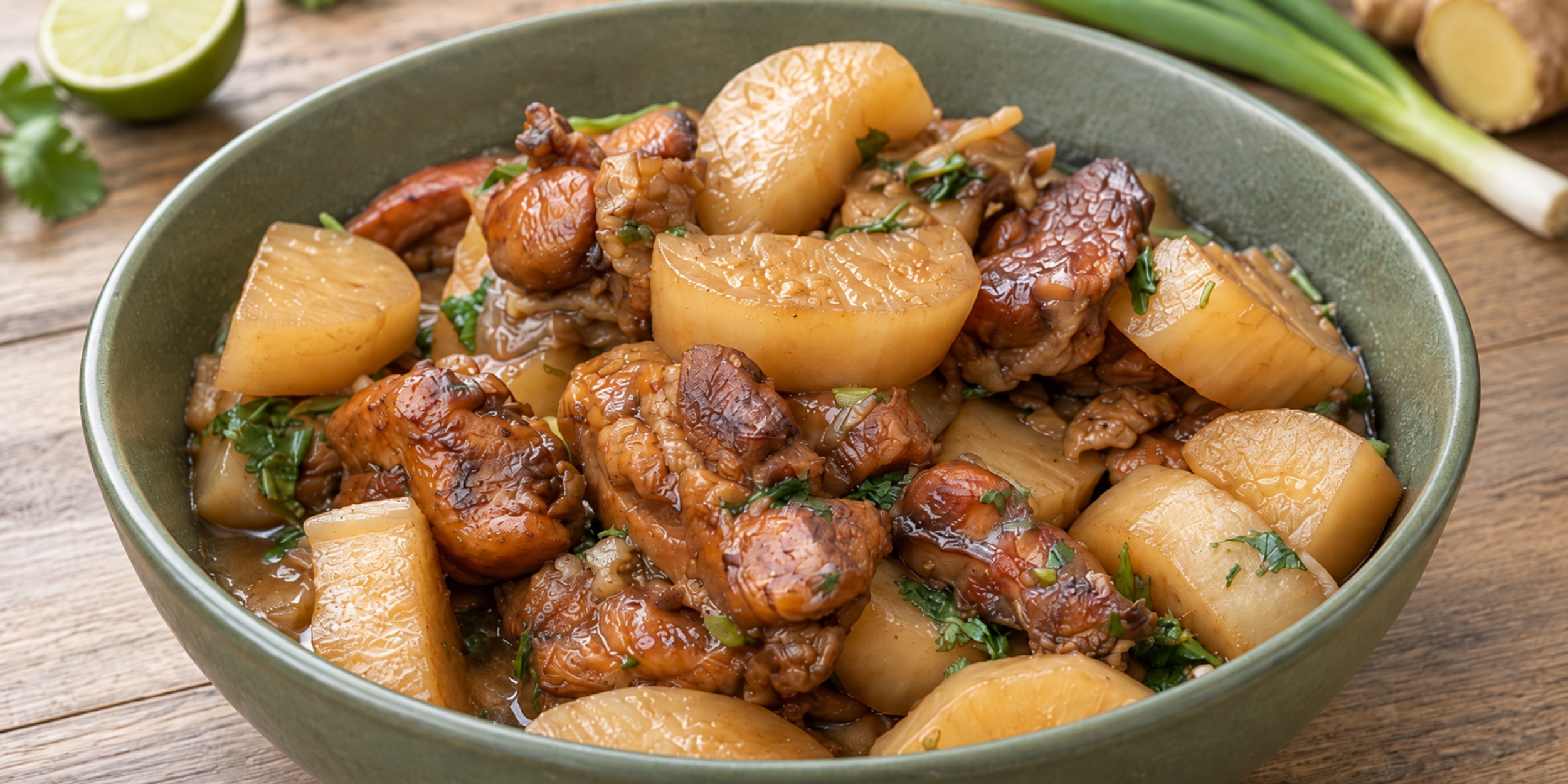 Необычное рагу с редькой и курицей по-азиатски