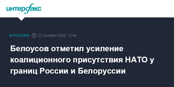 Белоусов отметил усиление коалиционного присутствия НАТО у границ России и Белоруссии

Москва. 22 октября. INTERFAX. RU 