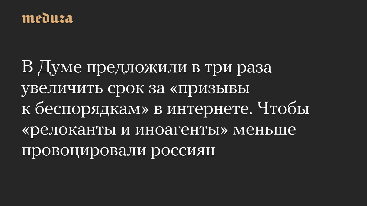 В Думе предложили в три раза увеличить срок за «призывы к беспорядкам» в интернете. Чтобы «релоканты и иноагенты» меньше